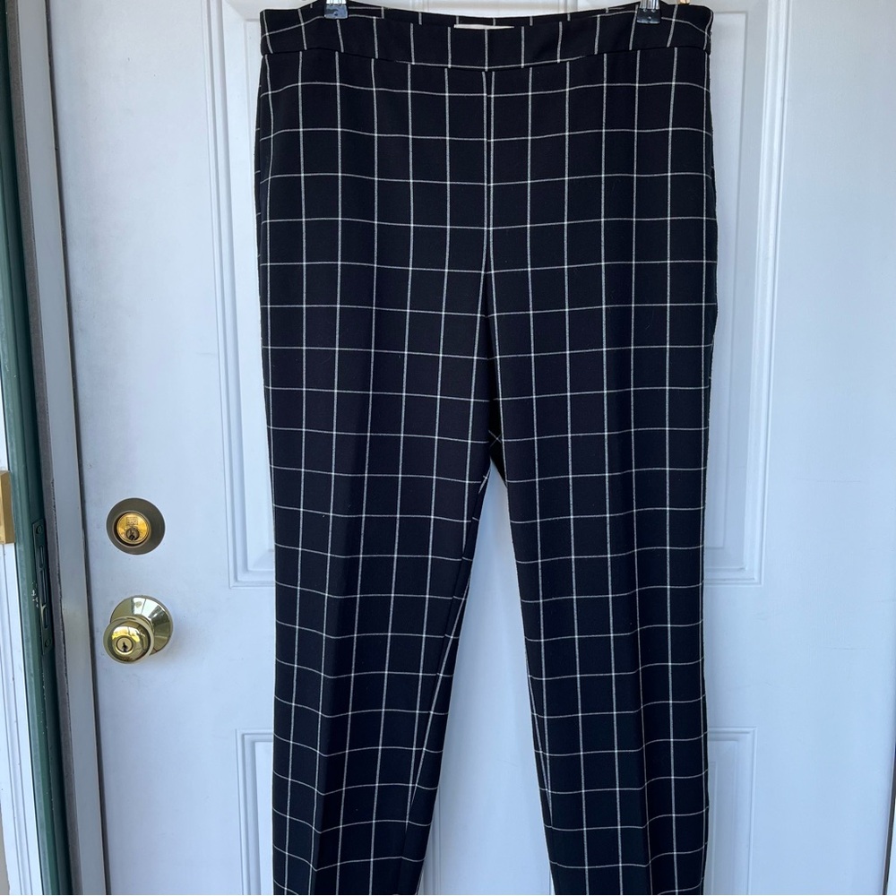 •Talbots• Window Pane Check Side Zip Pants - Size 14